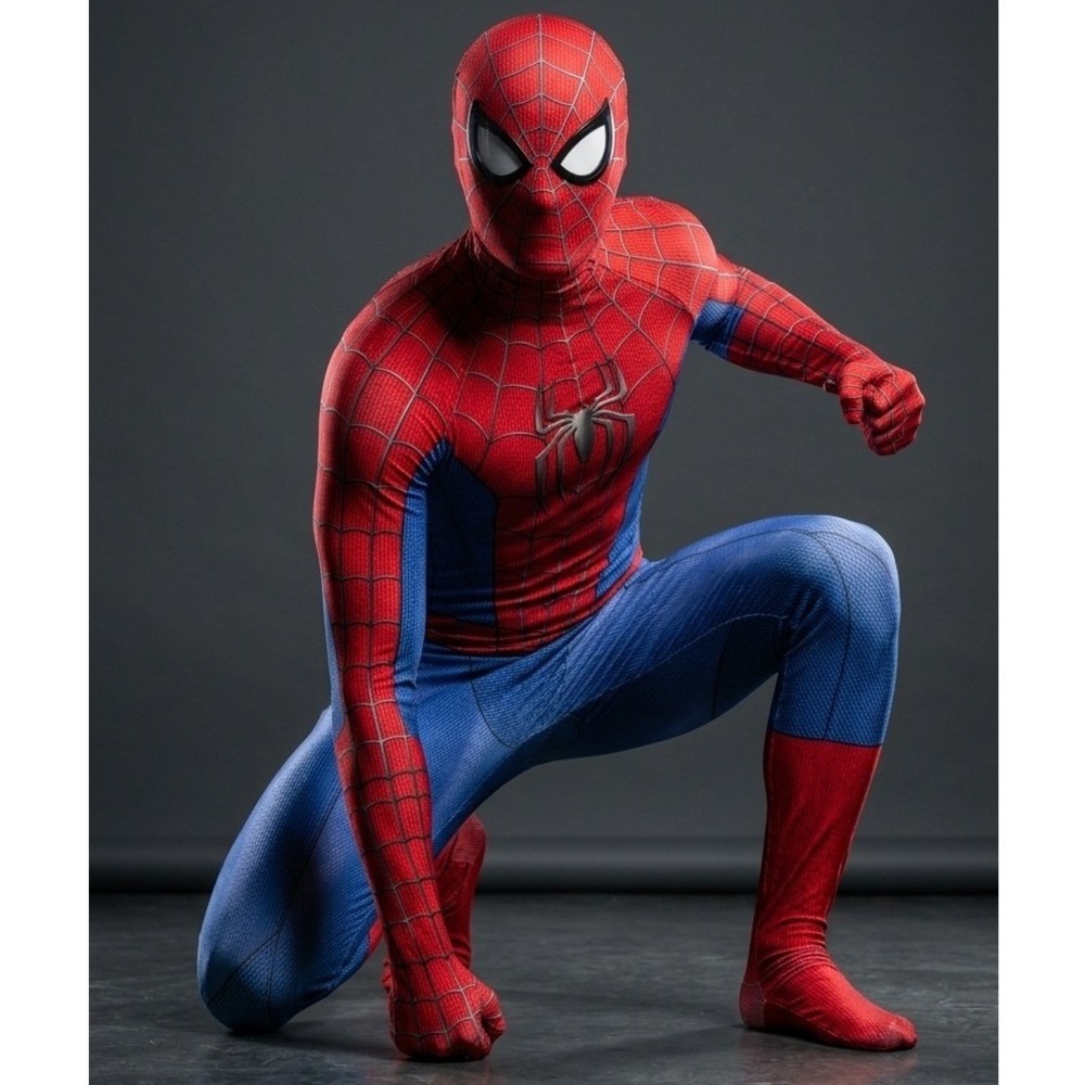 Spiderman Cosplay Bodysuit Red Blue Superhero Costume with Mask Mens Small